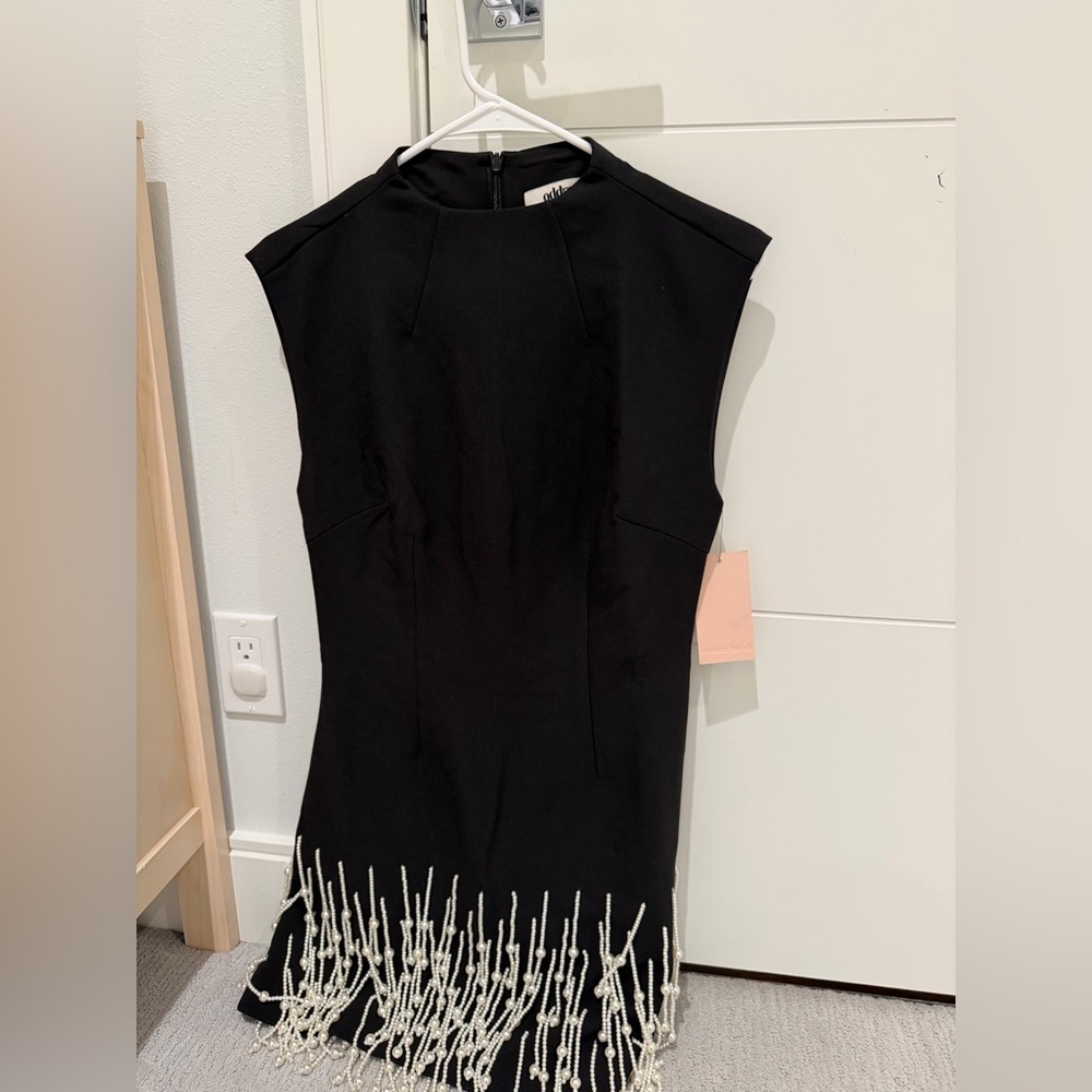 Black Mini Dress with Beaded Fringe